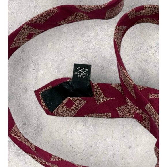 FENDI Silk Tie ITALY Burgundy Beige Geometric W:3.6" EUC - Picture 3 of 6